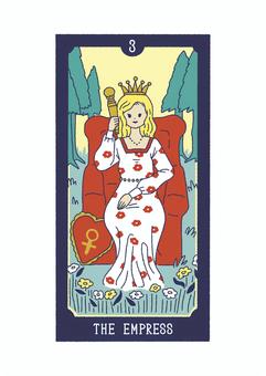 タロット_3女帝_手描きイラスト タロット,tarot,女帝,人物,カード,占いのイラスト素材