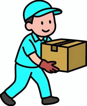 青の積み込み作業員です。 作業員,シンプル,荷役,倉庫,輸送,物流,労働,仕事,スタッフ,積み荷のイラスト素材