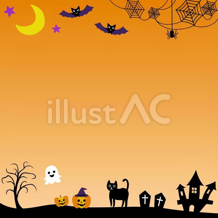 かわいいハロウィン背景橙　スクエア ハロウィン,秋,フレームのイラスト素材