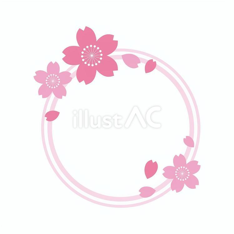桜の花のシンプルなフレーム（丸型） おしゃれ,ピンク,フレームのイラスト素材
