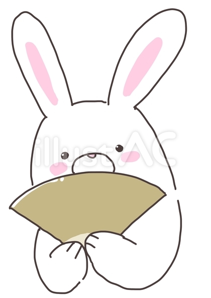 扇子で口元を隠す優雅なうさぎ