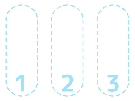 3つのステップと番号の縦長フレームセット ステップ,フレーム,手順,段階,選択肢,項目,縦長,プロセス,流れ,順序のイラスト素材