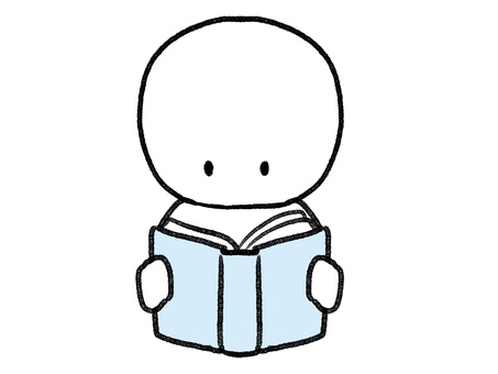 読書する棒人間 棒人間,読書,本,人物,手描き,落書き,表情,黒,シンプル,背景透過のイラスト素材