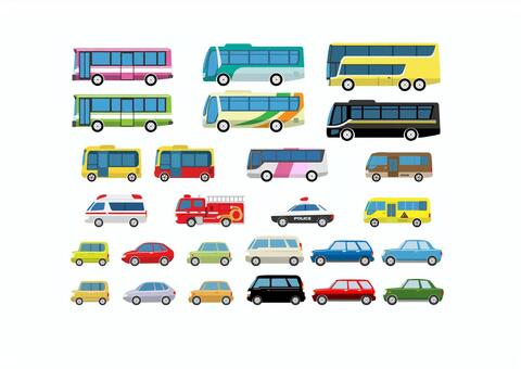 Bus car set, un bus, une voiture, voiture, JPG and PNG