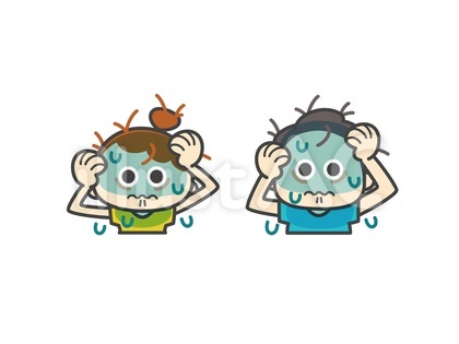 頭を抱える男女のイラスト
