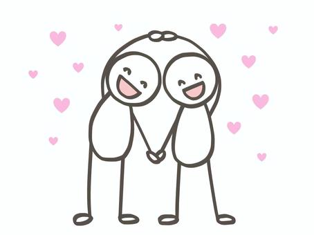 棒人間　仲良しカップル 棒人間,人,2人,カップル,彼氏,彼女,付き合う,夫婦,家族,友達のイラスト素材