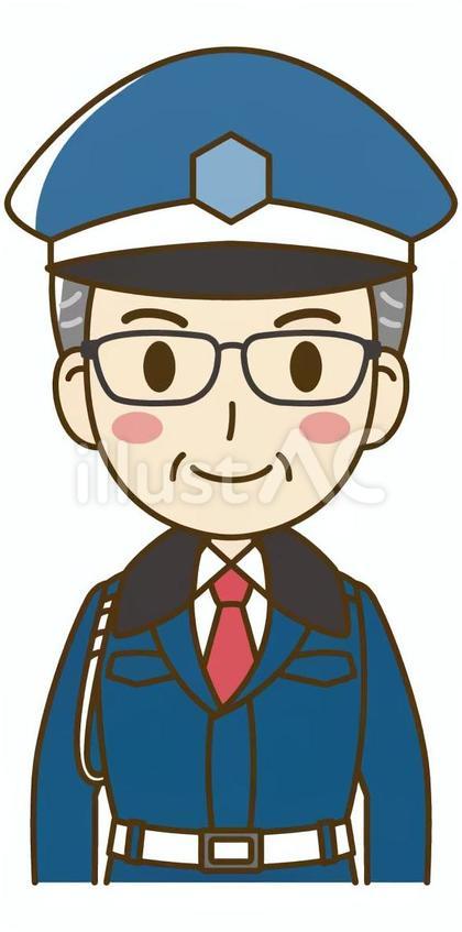 冬服の高齢者の男性警備員_上半身_守衛