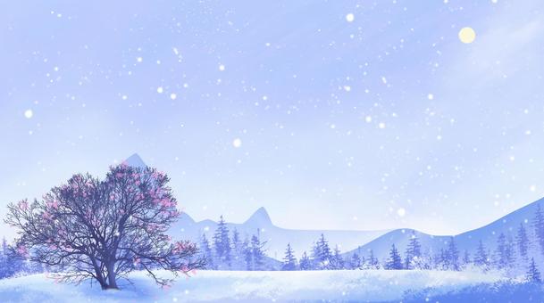 冬のアウトドア雪景色イラスト06