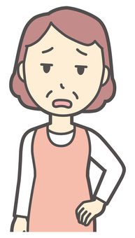  呆れているエプロンのおばさん あきれる,女性,人,人物,主婦,中年,シニア,エプロン,ママ,お母さんのイラスト素材