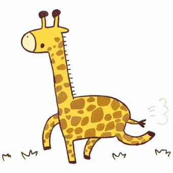 走るキリンさん キリン,デフォルメ,かわいい,動物,走る,野生,サバンナ,白背景のイラスト素材