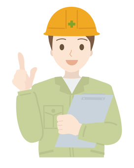 Worker explaining with pointing pose, JPG, PNG and AI Worker explaining with pointing pose, operator, working staff, staff, JPG, PNG and AI