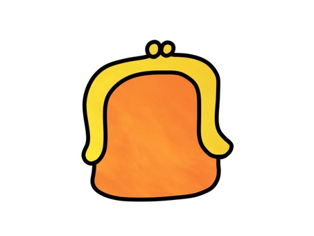 ゆるいオレンジのがま口財布 ゆるい,オレンジ色,がま口,財布,かわいい,挿絵,イラスト,素材のイラスト素材