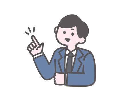 指をさすスーツの男性 スーツ,男性,ネクタイ,ビジネス,ビジネスマン,サラリーマン,会社員,営業,指差し,指さすのイラスト素材