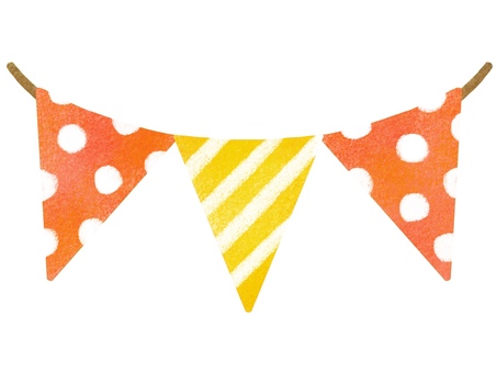 赤と黄色のパーティーガーランド ② ガーランド,パーティー,お祝い,イベント,誕生日,記念日,年中行事,行事,飾り,オーナメントのイラスト素材
