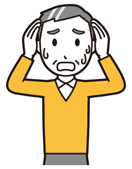  ニット中年男性(黄)-039-バスト 慌てる,おじさん,男性,中年,お父さん,パパ,シニア,ミドルエイジ,人物,かわいいのイラスト素材