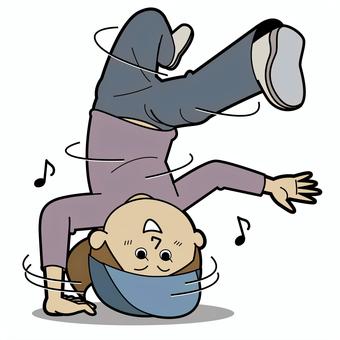 ブレイキンを踊る若い女性_輪郭あり ブレイキン,日本人,女性,女,若者,10代,20代,女子,全身,ブレイクダンスのイラスト素材