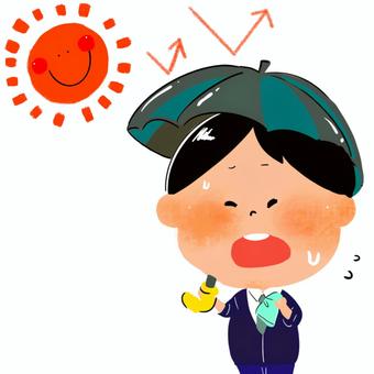 Go to work with a parasol, office worker, male, sun, JPG and PNG
