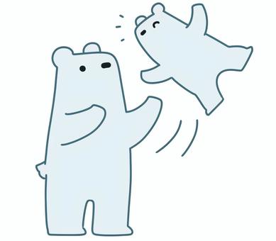 白くま親子　高い高い 白くま,親子,遊ぶ,高い高い,楽しい,シンプル,動物のイラスト素材