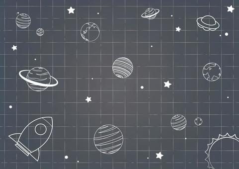 Stylish sketch style universe, space, planet, earth, JPG and AI