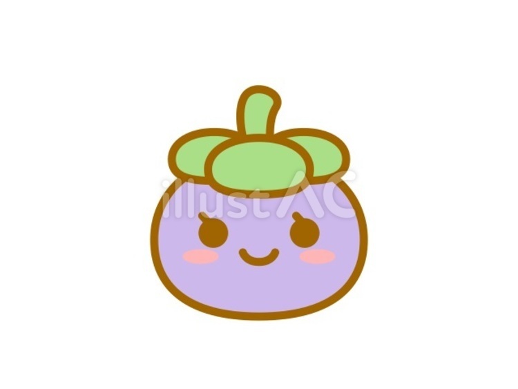 マンゴスチン　顔　紫 かわいい,植物,キャラクターのイラスト素材