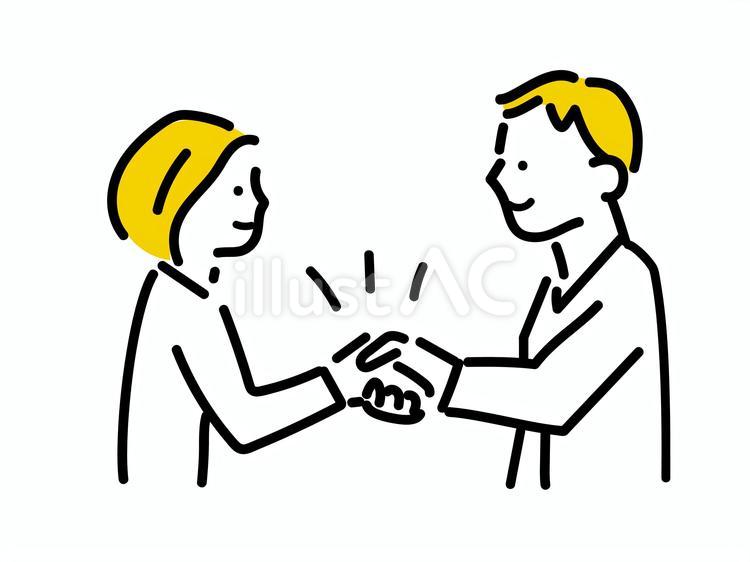 握手をする男性と女性の手描きイラスト 合意,契約,握手のイラスト素材