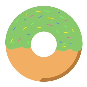 ゆる可愛い抹茶ドーナツ ドーナツ,抹茶,甘い,スイーツ,デザート,可愛い,ゆるい,フリー素材のイラスト素材