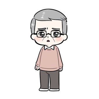困り顔の私服のおじさん おじさん,年配,私服,立ち絵,全身,メガネ,男性,人物,父親,叔父のイラスト素材