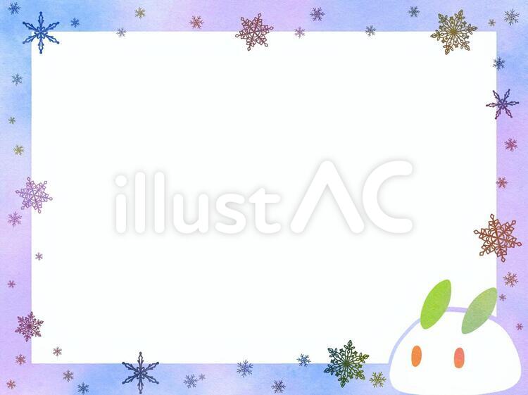 ゆきうさぎのフレーム 雪うさぎ,枠,雪のイラスト素材