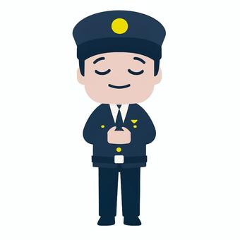 満腹の警察官 警察官,満腹,食後,ランチ,食事,幸せ,満足,笑顔,リラックス,日常のイラスト素材