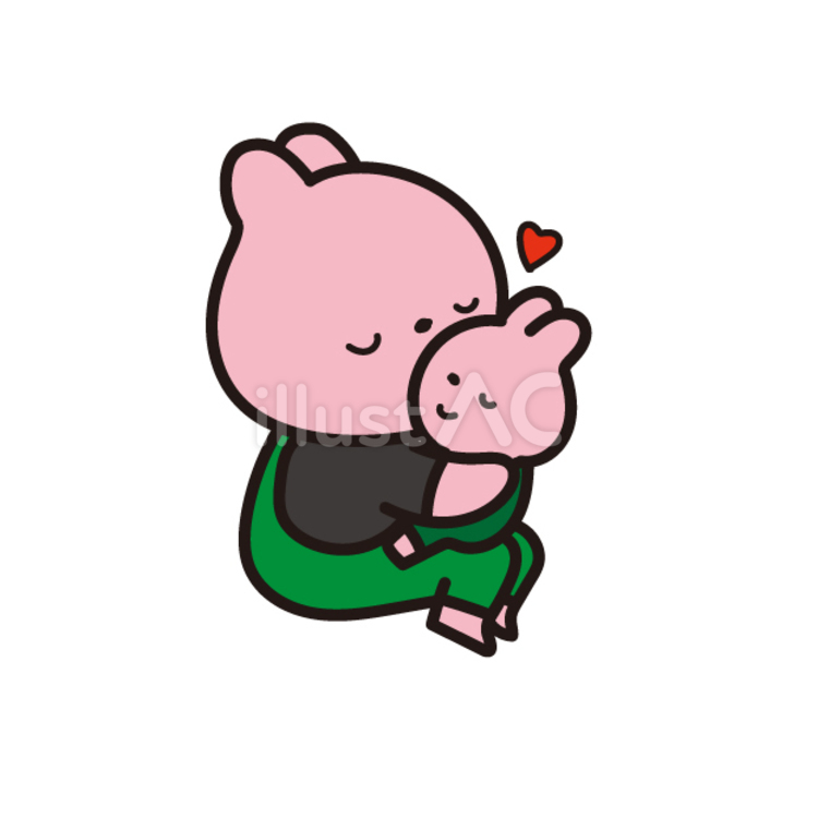 11月動物（家族の日、ウサギの親子） 11月,動物,ウサギのイラスト素材