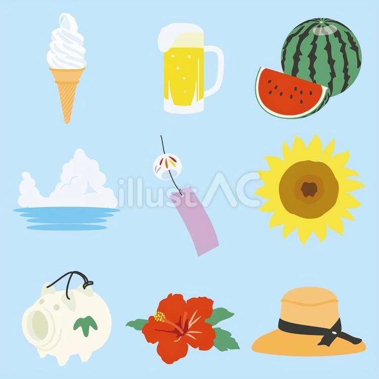 夏定番セット 夏,セット,モチーフのイラスト素材