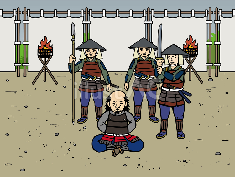 囚われた武将-1 陣幕,床几場,本陣のイラスト素材