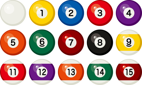 ビリヤードの球　セット ビリヤード,玉突き,球,ボール,セット,スポーツ,競技,キューボール,ゲーム,玉のイラスト素材