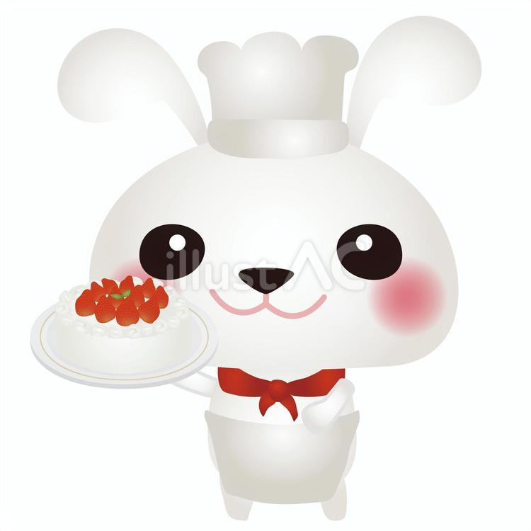 白うさぎパティシエ うさぎ,パティシエ,お菓子屋のイラスト素材