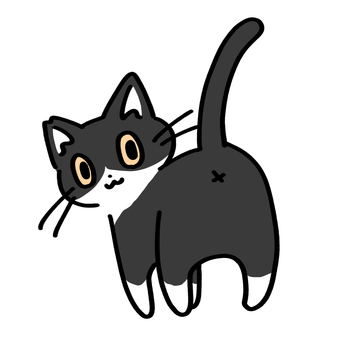 ハチワレねこちゃん ハチワレ,黒白猫,ねこ,にゃんこ,おしり,かわいい,保護猫,さくらねこ,動物,生き物のイラスト素材