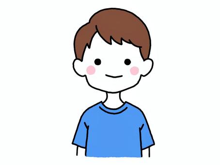 男子小学生（バストアップ） 小学生,男の子,子供,人物,一人,バストアップ,正面,手描き,笑顔,シンプルのイラスト素材