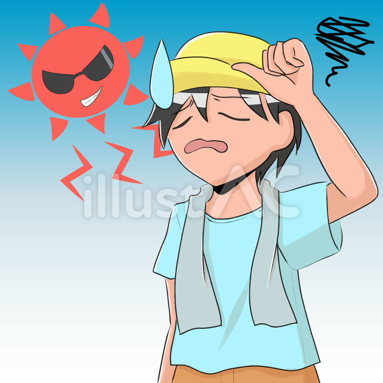 熱中症の男の子02 熱中症,太陽,晴れのイラスト素材