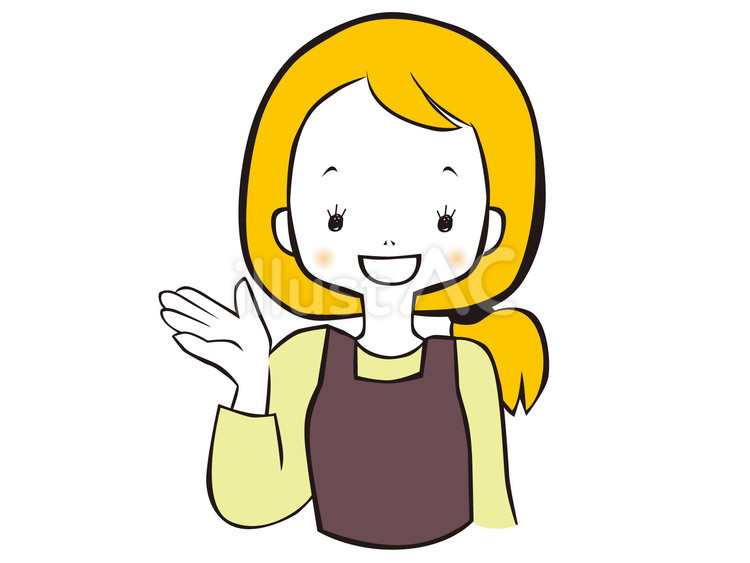 エプロン姿の女性が案内している様子 案内,女性,エプロンのイラスト素材