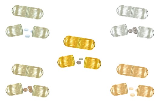 カプセルと錠剤 錠剤,カプセル,薬入れ,服薬,服用,医薬品,医療,治療,お薬,丸薬のイラスト素材