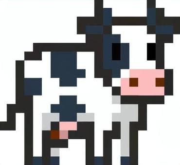 ドット絵の牛です。 ドット絵,牛,動物,シンプル,家畜,酪農,牧場,モーモー,子牛,乳牛のイラスト素材