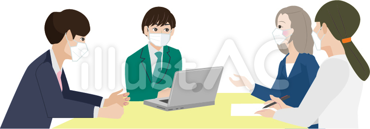 会議マスク姿 会議,プレゼン,マスクのイラスト素材