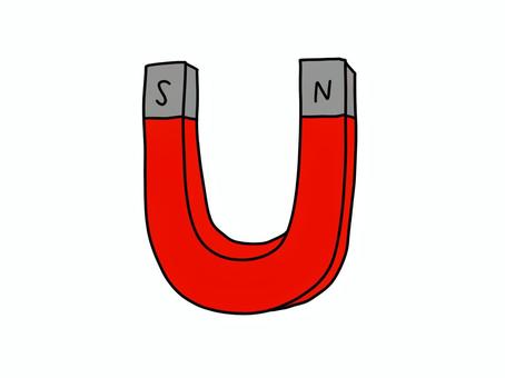 U字磁石のイラスト u字,磁石,電気,磁力,マグネット,磁場,手描き,ゆるい,赤,シンプルのイラスト素材