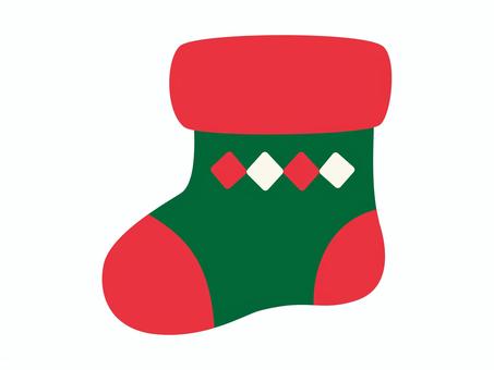 クリスマスの靴下/赤緑柄 クリスマス,アイコン,ソックス,靴下,ポップ,ベタ塗り,フラット,単体,かわいい,聖夜のイラスト素材