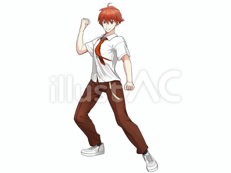 1男子高校生A-夏服 男性,男子,高校生のイラスト素材