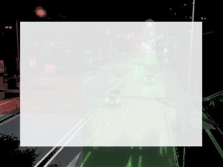 メモ欄_夜の道路_車 メモ,道路,車,夜,赤,緑,モノクロのイラスト素材