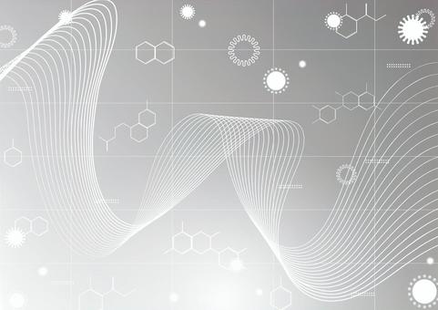 医療とテクノロジーの抽象的な背景素材 医療,ウイルス,バクテリア,曲線,テクノロジー,化学,構造式,幾何学,グリッド,スタイリッシュのイラスト素材