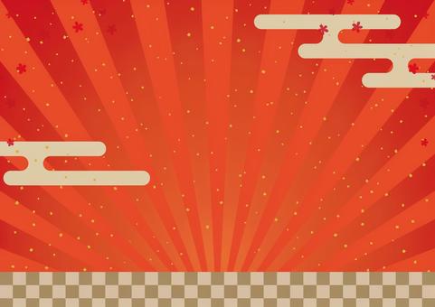 新春チラシ背景-4 お正月,新春,正月,初売り,セール,年始,年賀,めでたい,初日の出,梅のイラスト素材