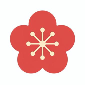 梅の花アイコン（赤） 梅,アイコン,お正月,和風,年賀状,縁起物,花,植物,フラットデザインのイラスト素材