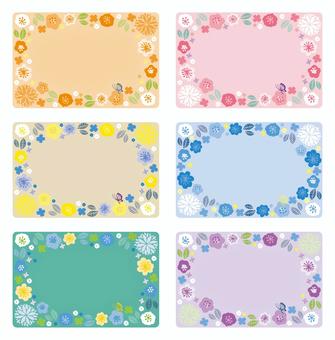 花のフレームセット 北欧,花,模様,葉,かわいい,ポップ,フレーム,ガーリー,ナチュラル,植物のイラスト素材