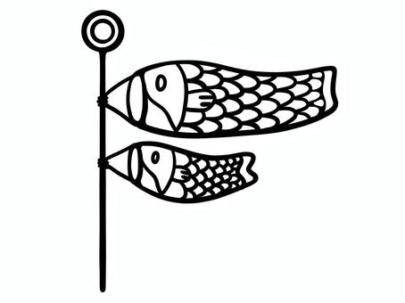 鯉のぼり　線画 鯉のぼり,鯉,のぼる,魚,端午の節句,行事,飾り,掲げる,揺れる,伝統のイラスト素材